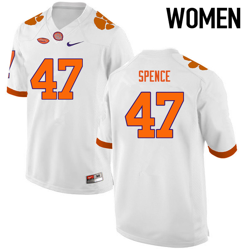 Women Clemson Tigers #47 Alex Spence College Football Jerseys-White